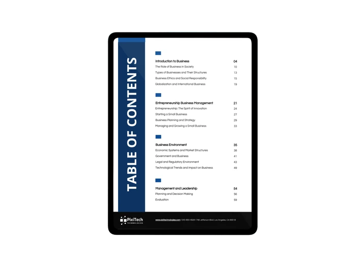 books table of contents templates