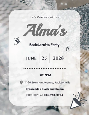 Free  Template: Minimalistische graue Bachelorette-Einladungen