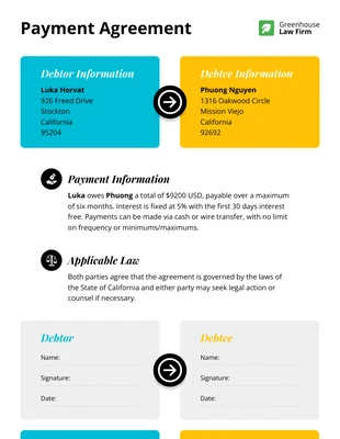 business  Template: Acuerdo de pago sencillo de una sola página