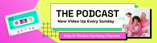 Free  Template: Banner do Youtube do Podcast Pop Color Rosa e Amarelo