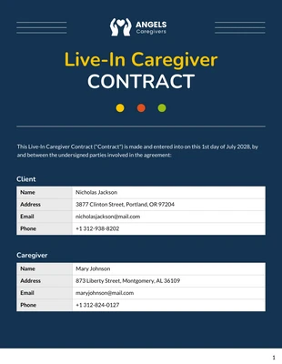 Free  Template: Modello di contratto per badante convivente