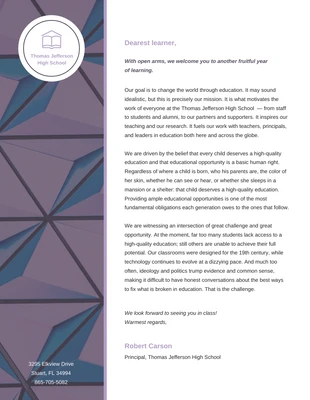 business  Template: Papel con membrete Purple Photo High School