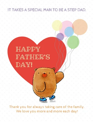 Free  Template: Carte de fête des pères pour beau-père ours
