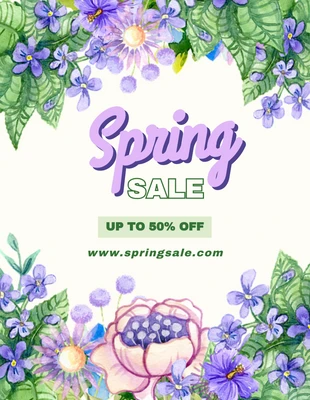 Free  Template: Poster Vente de printemps aquarelle florale ludique jaune clair