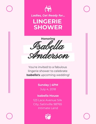 Free  Template: Invitación a la ducha de lencería Pinky simple