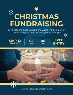 Free  Template: Blauer moderner Weihnachts-Fundraising-Flyer