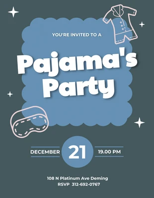 Free  Template: Invitation à une soirée pyjama vert foncé et bleu