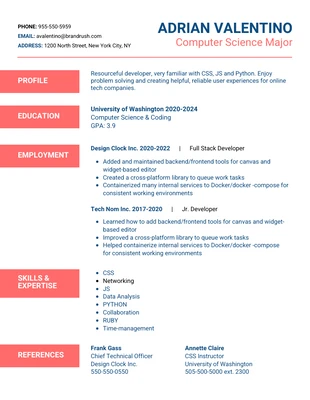 premium  Template: Currículum vitae de estudiante minimalista y brillante