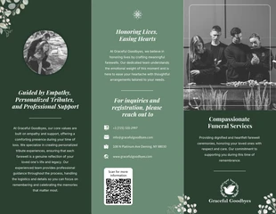 Free interactive Template: Folheto Funeral Verde Minimalista com Três Dobras