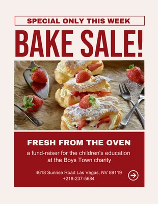 Free  Template: Flyer de vente de pâtisseries simple crème et rouge