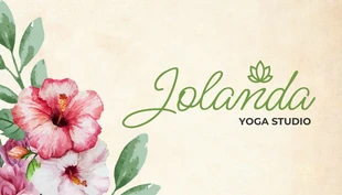 Free  Template: Amarillo Crema Clásico Vintage Floral Instructor de Yoga Deporte Tarjeta de visita