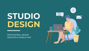 Free  Template: Cartão De Visita Design Gráfico de Ilustração Minimalista Teal