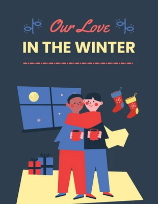 Free  Template: Couverture De Livre De Noël Illustration Simple Colorée Bleu Foncé