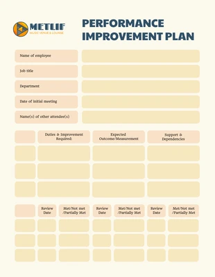 Free  Template: Planos de Melhoria de Desempenho Peach