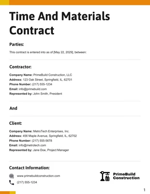 Free  Template: Modelo de contrato de tempo e materiais