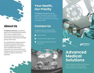 Free  Template: Folheto médico minimalista com três dobras em gradiente azul e verde