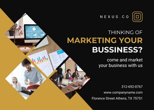 business  Template: Cartolina di marketing geometrica moderna nera e gialla