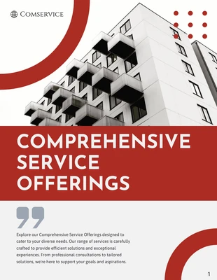 Free  Template: Catalogue de services simple rouge et blanc
