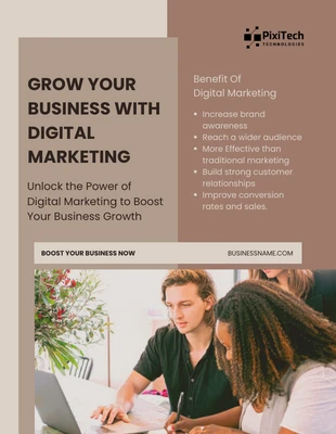 Free  Template: Modelo de marketing digital de pôster de promoção marrom