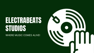 Free  Template: Carte De Visite Dj professionnel minimaliste vert foncé