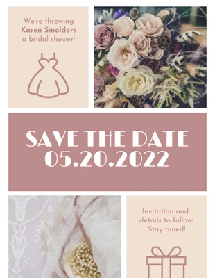 Free  Template: Blush Save the Date Invitation Bridal Shower