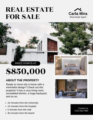 Free  Template: Flyer immobiliare moderno grigio chiaro in vendita