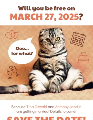 Free  Template: Humour Réservez la date d'invitation de mariage