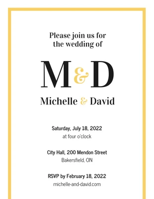 Free  Template: Invitación de boda dorada sencilla