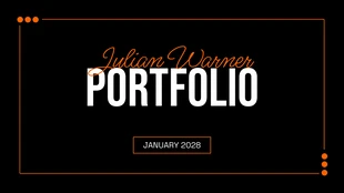 Free  Template: Présentation du portfolio d'un graphiste noir et orange