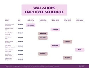 Free  Template: Agenda de funcionários rosa simples
