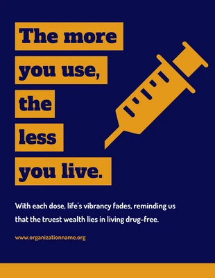 Free  Template: Póster Marinha e Amarelo Simples Conscientização sobre Drogas