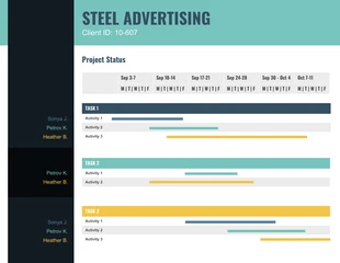 premium  Template: Diagramme de Gantt de l'état quotidien du projet du client