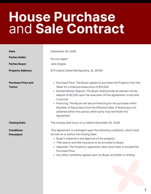 Free  Template: Contrats d'achat et de vente de Bourgogne propre et moderne