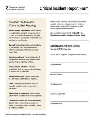 Free  Template: Informe de incidentes críticos del personal sanitario
