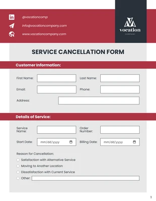 premium accessible and interactive Template: formulario de cancelación del servicio