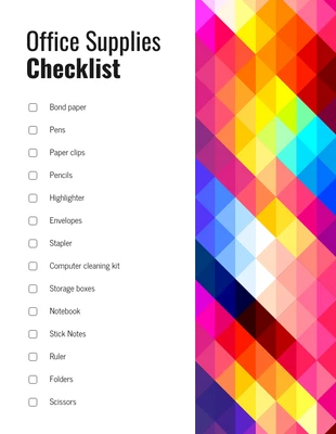 Free interactive Template: Liste de contrôle simple pour l'achat de fournitures de bureau
