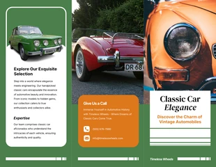 Free  Template: Folheto de carros clássicos retrô verde e laranja