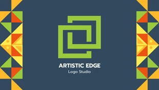 Free  Template: Cartão De Visita Design gráfico de padrão geométrico colorido azul