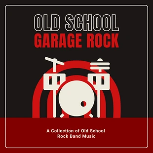 premium  Template: Couverture De L'album Rock Illustration Moderne Noir Et Rouge