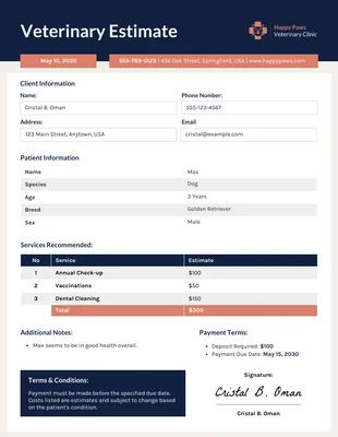 business  Template: Modelo de orçamento veterinário