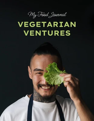 Free  Template: Portada del libro del diario de alimentos con fotografía simple en negro y verde