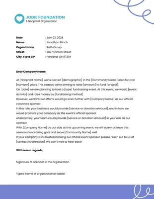 Free  Template: Lettre de parrainage bleu et blanc des entreprises