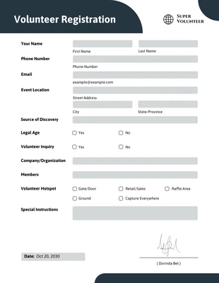 Free  Template: Formulaires simples de volontariat et de service communautaire de la Marine