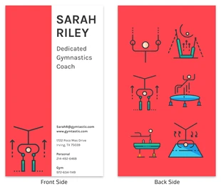 business  Template: Biglietto da visita allenatore di ginnastica rosso