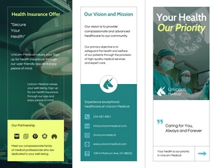 premium  Template: Brochure médicale à trois volets moderne menthe et jaune