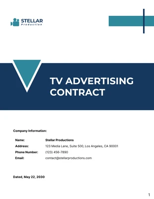 Free  Template: Modèle de contrat de publicité télévisée