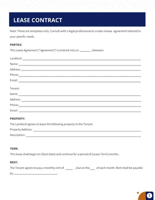 Free  Template: Contrato de locação simples e limpo azul e marrom