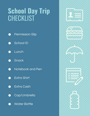 Free interactive Template: Liste de contrôle pour les sorties scolaires à l'école bleue
