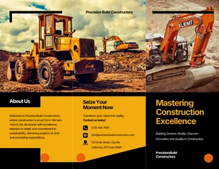 Free  Template: Folheto de Construção Preto Amarelo Laranja