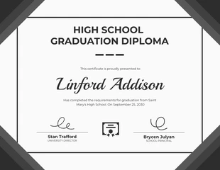 Free  Template: Certificado De Diploma Geométrico Simple Blanco Y Gris